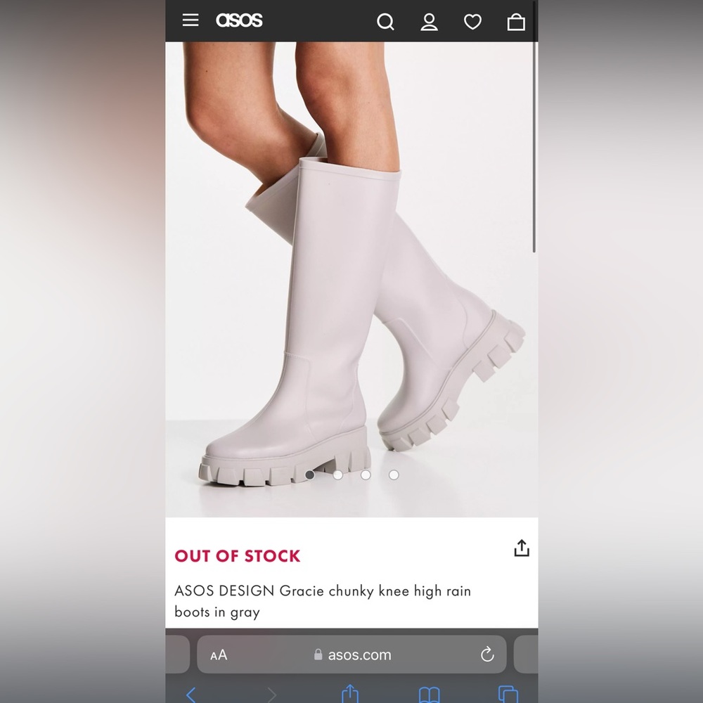ASOS DESIGN Gracie Chunky Knee High Rain Boots in Grey | Sold Out Online